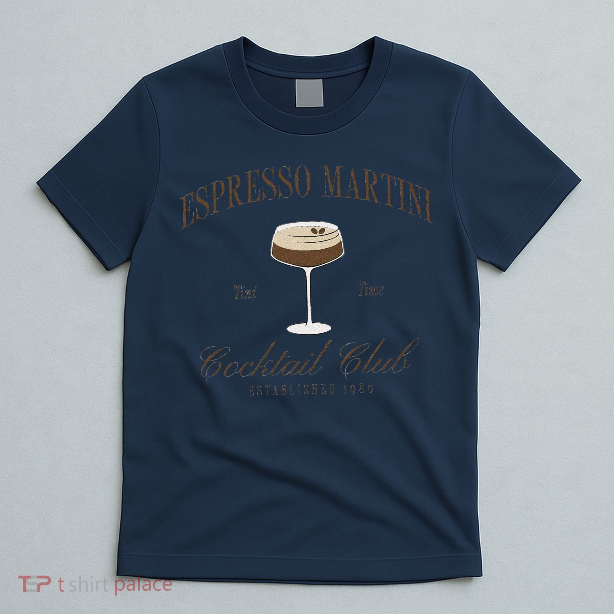 Funny Tini Time Espresso Martini Retro Cocktail And Social Club T-Shirt