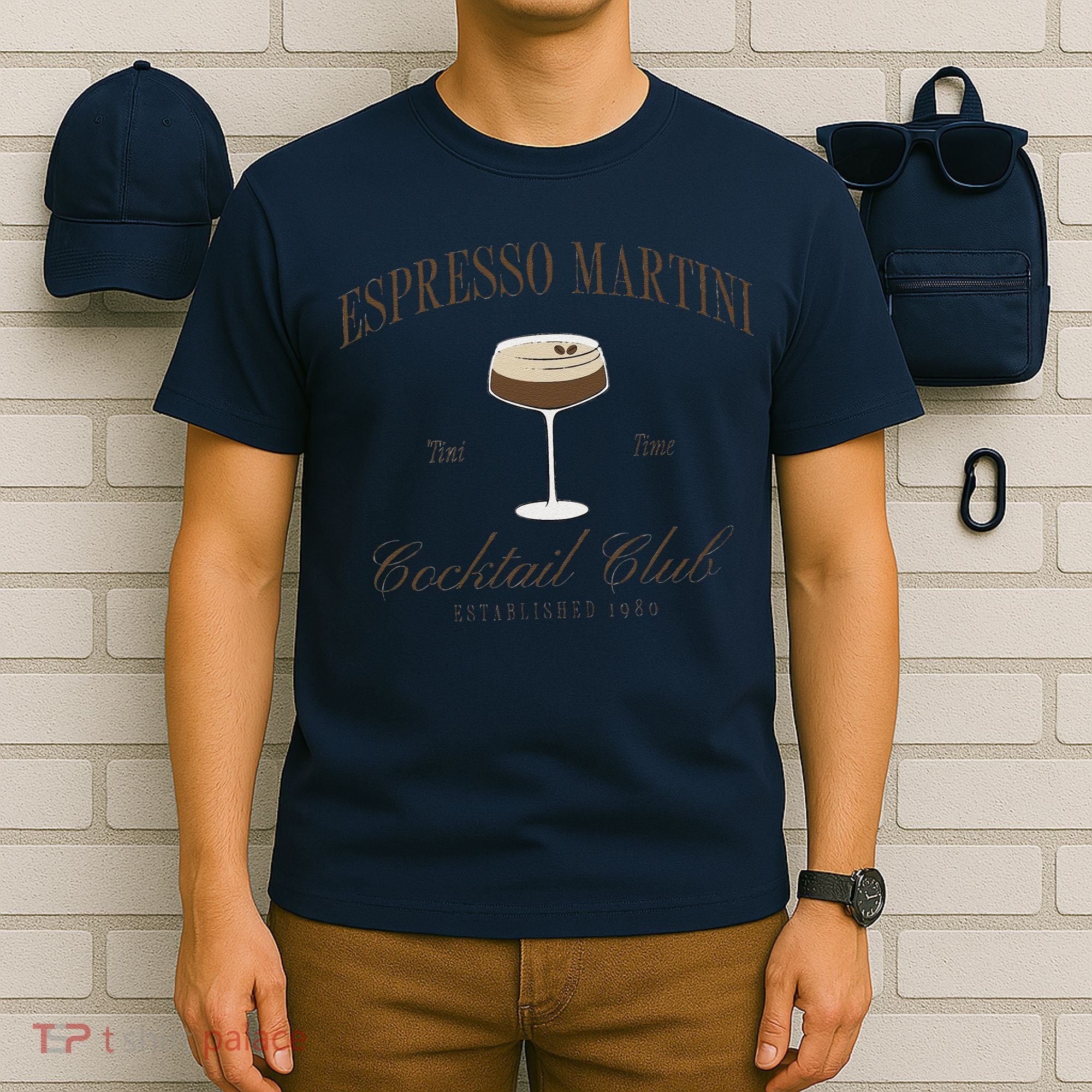 Funny Tini Time Espresso Martini Retro Cocktail And Social Club T-Shirt