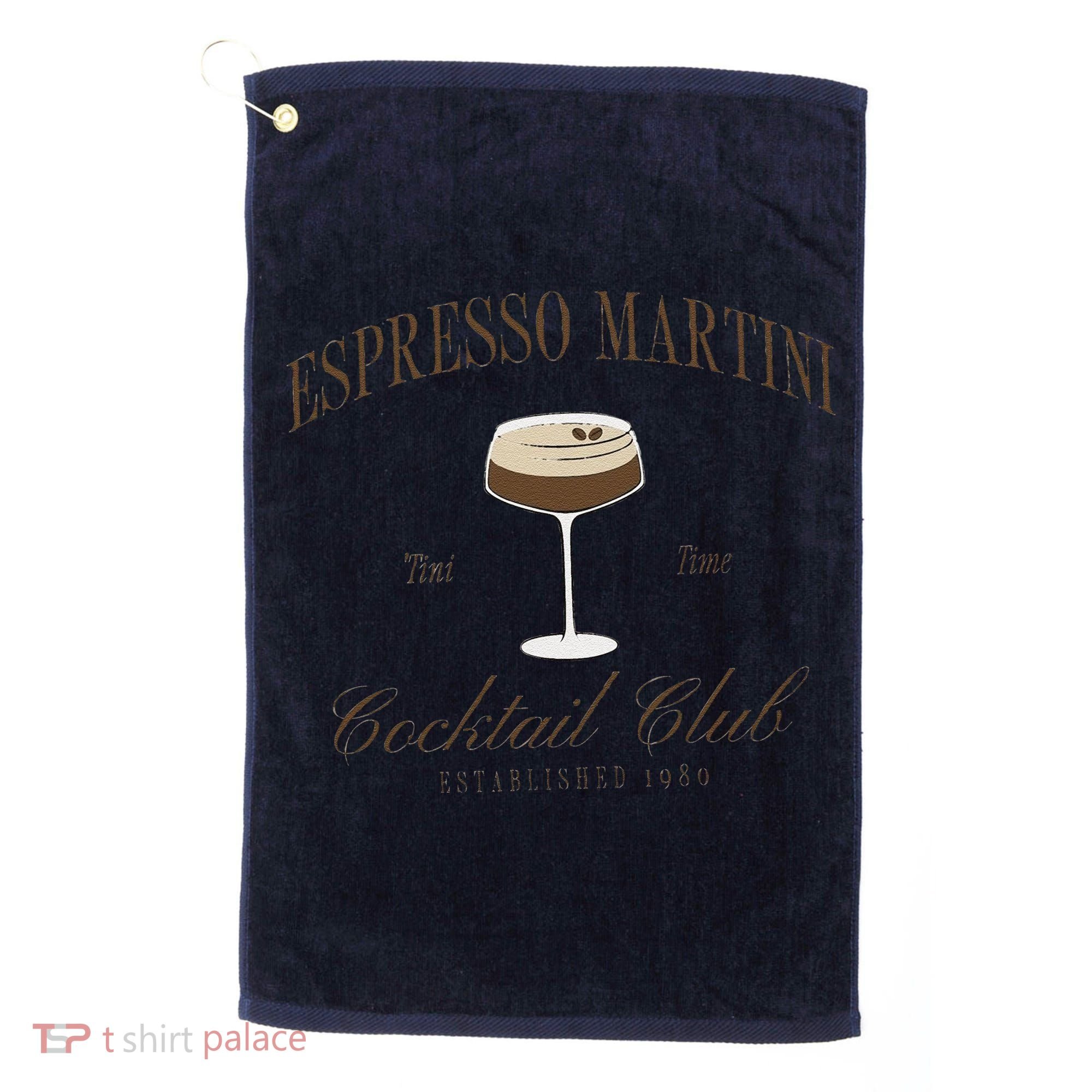 Funny Tini Time Espresso Martini Retro Cocktail And Social Club Golf Towel