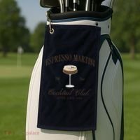 Funny Tini Time Espresso Martini Retro Cocktail And Social Club Golf Towel thumb 2