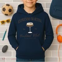 Funny Tini Time Espresso Martini Retro Cocktail And Social Club Kids Hoodie thumb 2