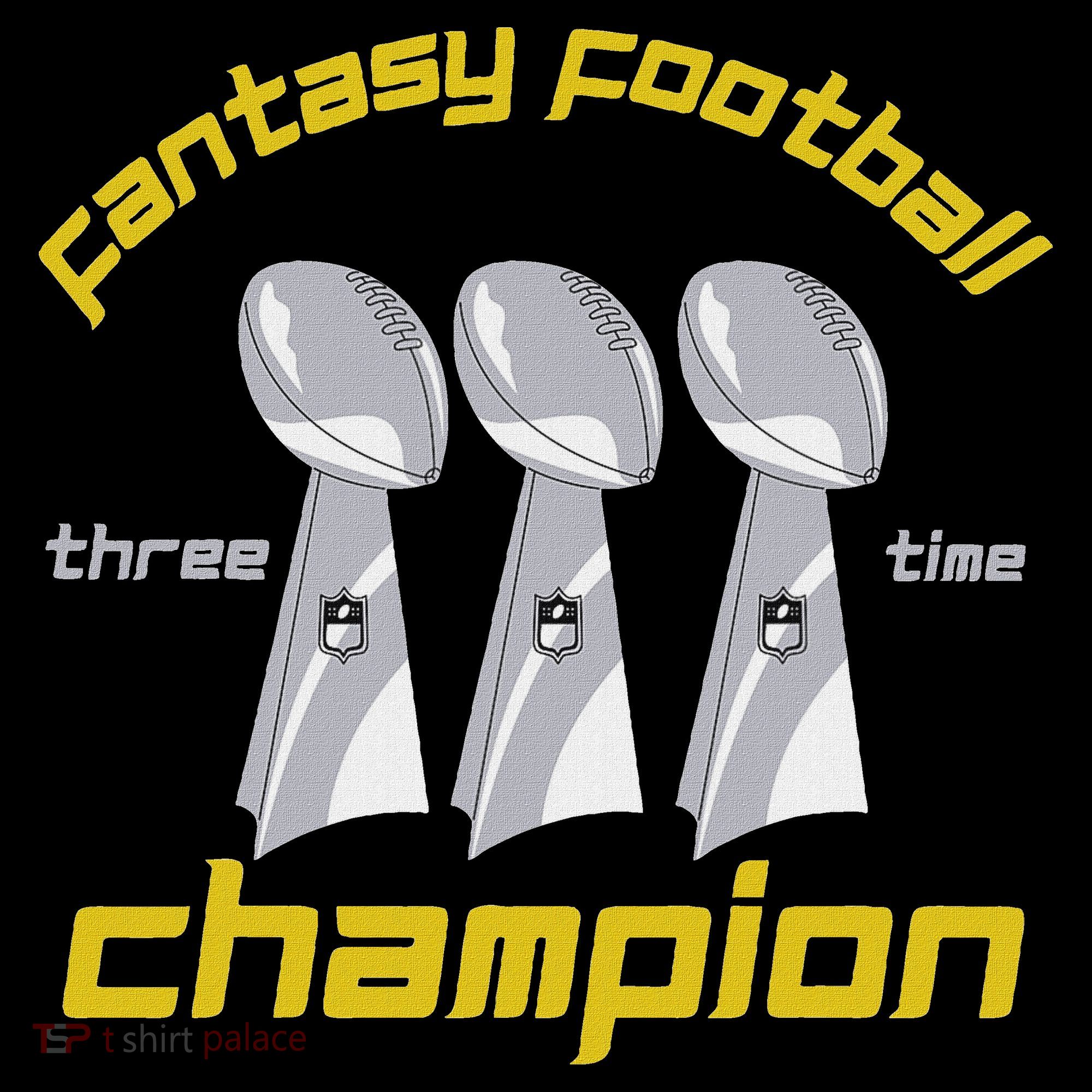 Fun Three Time Fantasy Football League Champion Trophy Stripe Pom Pom Beanie