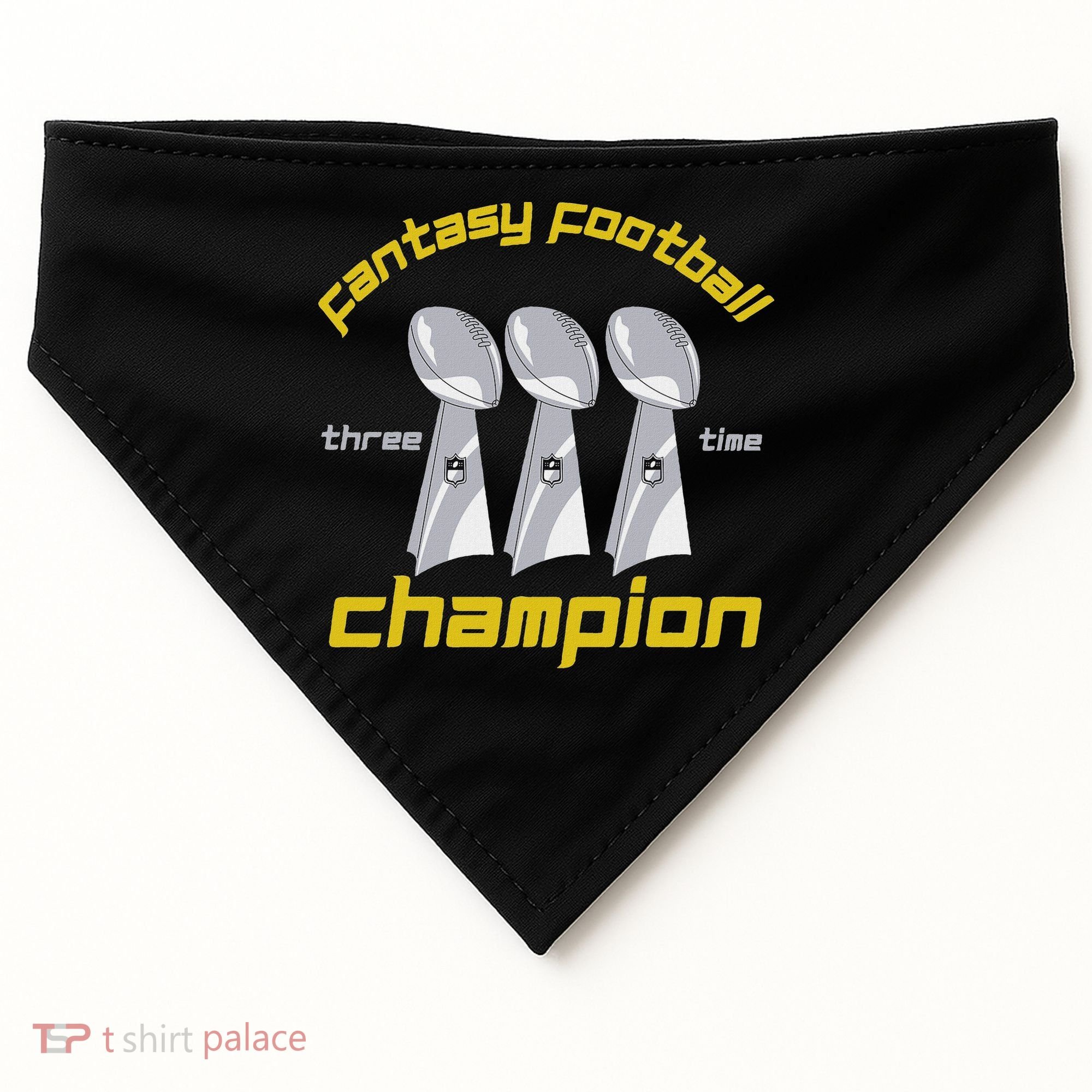 Fun Three Time Fantasy Football League Champion Trophy USA-Made Doggie Bandana