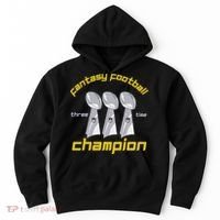Fun Three Time Fantasy Football League Champion Trophy Hoodie thumb 0