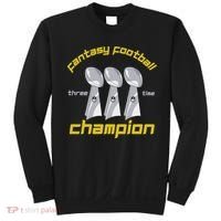 Fun Three Time Fantasy Football League Champion Trophy Sweatshirt thumb 0