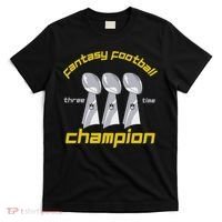 Fun Three Time Fantasy Football League Champion Trophy T-Shirt thumb 0