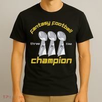 Fun Three Time Fantasy Football League Champion Trophy T-Shirt thumb 3
