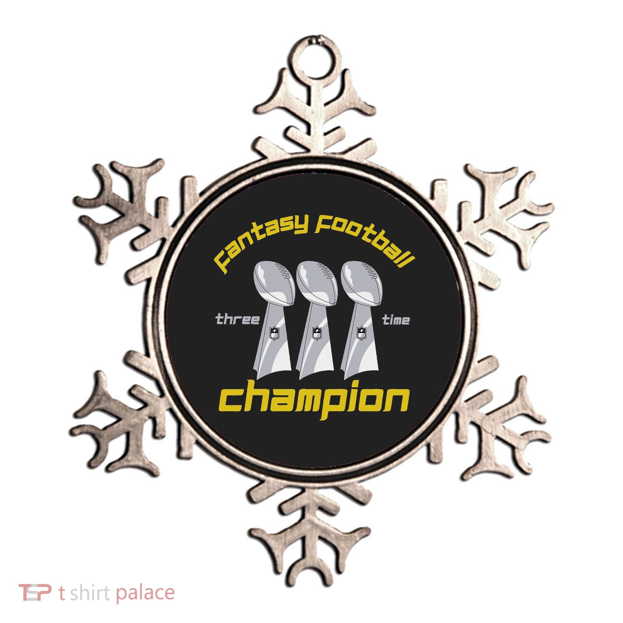 Fun Three Time Fantasy Football League Champion Trophy Ornament