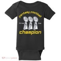 Fun Three Time Fantasy Football League Champion Trophy Baby Bodysuit thumb 0