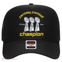 Fun Three Time Fantasy Football League Champion Trophy Hat thumb 0