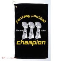Fun Three Time Fantasy Football League Champion Trophy Golf Towel thumb 0