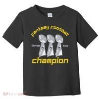 Fun Three Time Fantasy Football League Champion Trophy Toddler T-Shirt thumb 0