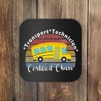 Funny Transport Technician Certified Chaos School Bus Coaster thumb 0