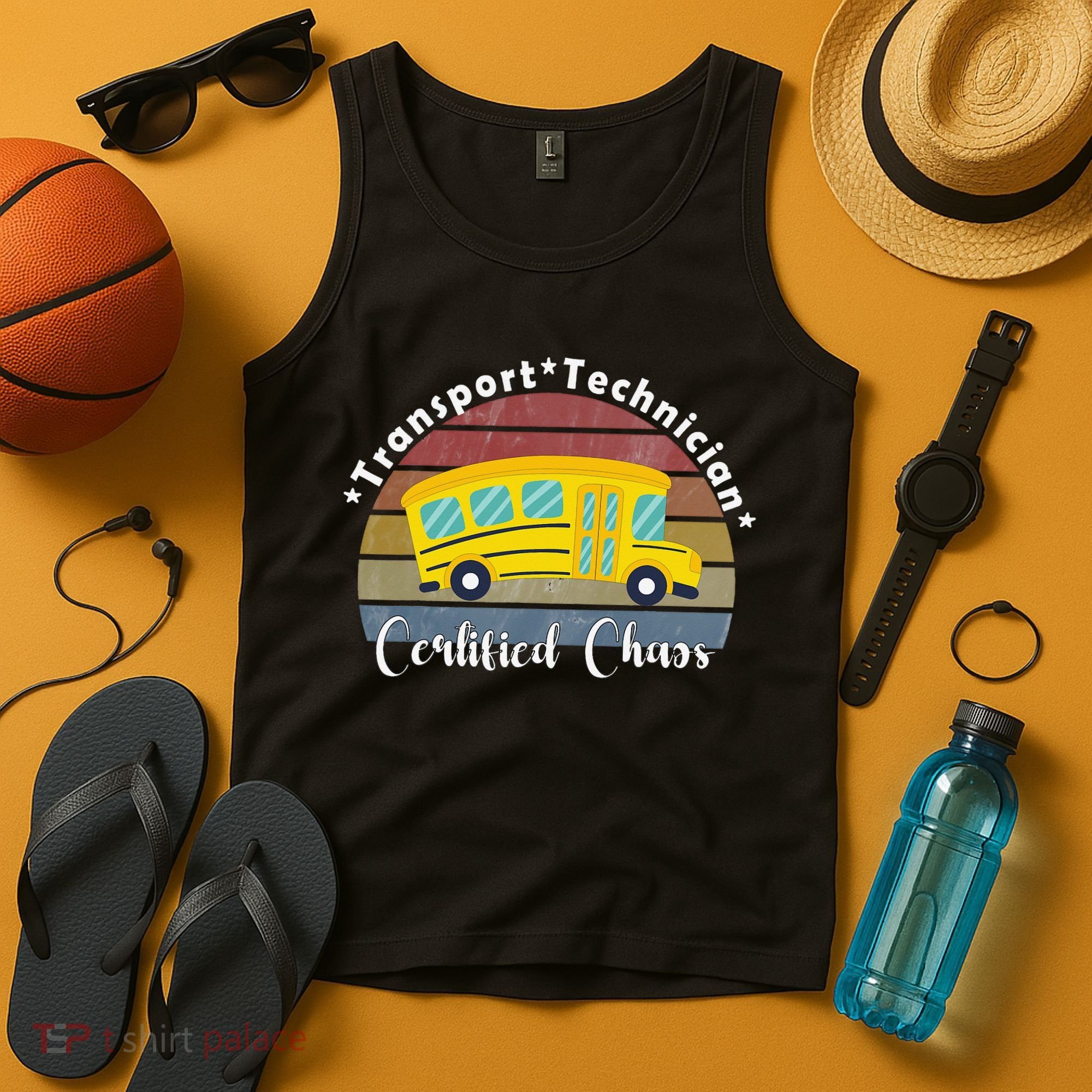 Funny Transport Technician Certified Chaos School Bus Tank Top