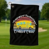 Funny Transport Technician Certified Chaos School Bus Golf Towel thumb 1