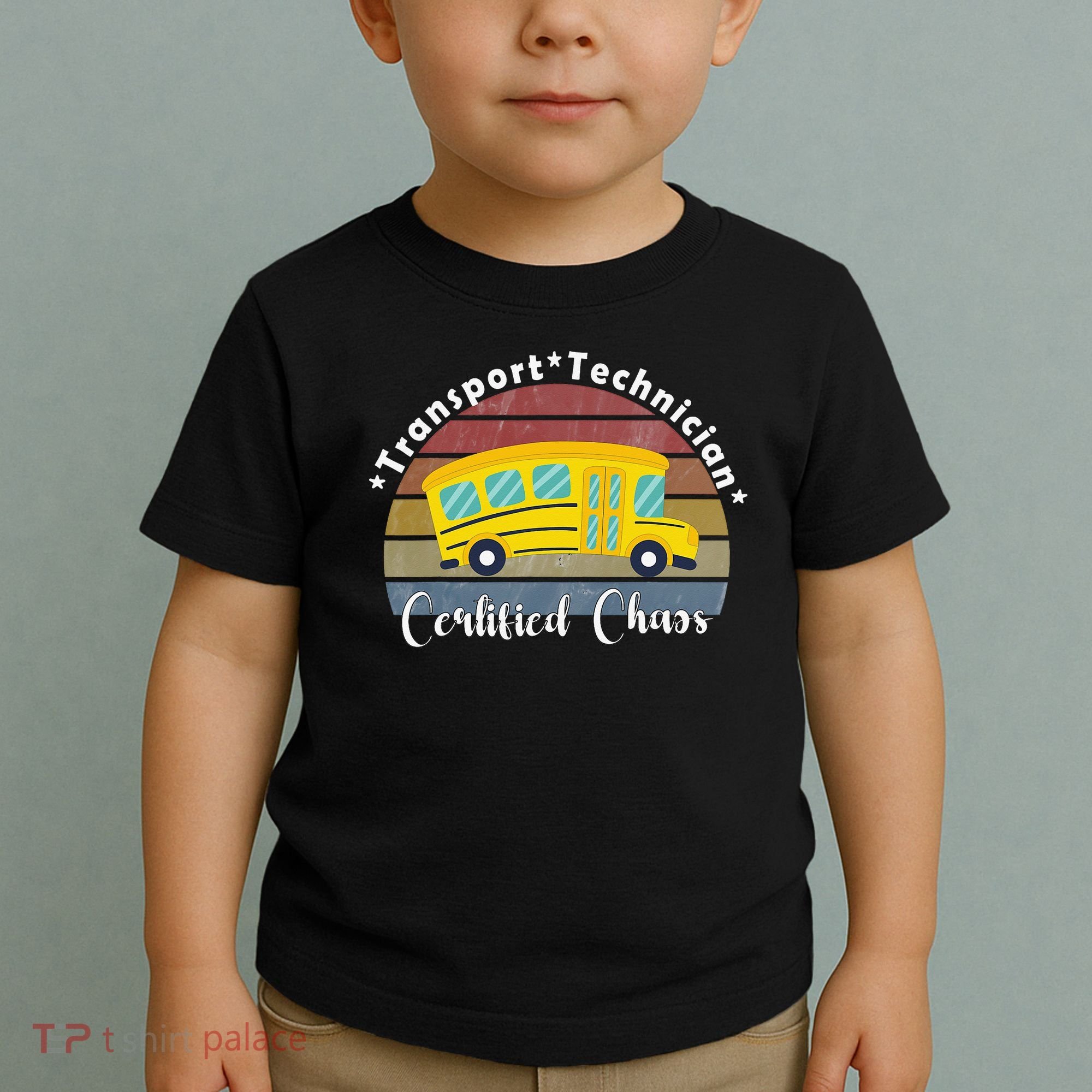 Funny Transport Technician Certified Chaos School Bus Toddler T-Shirt
