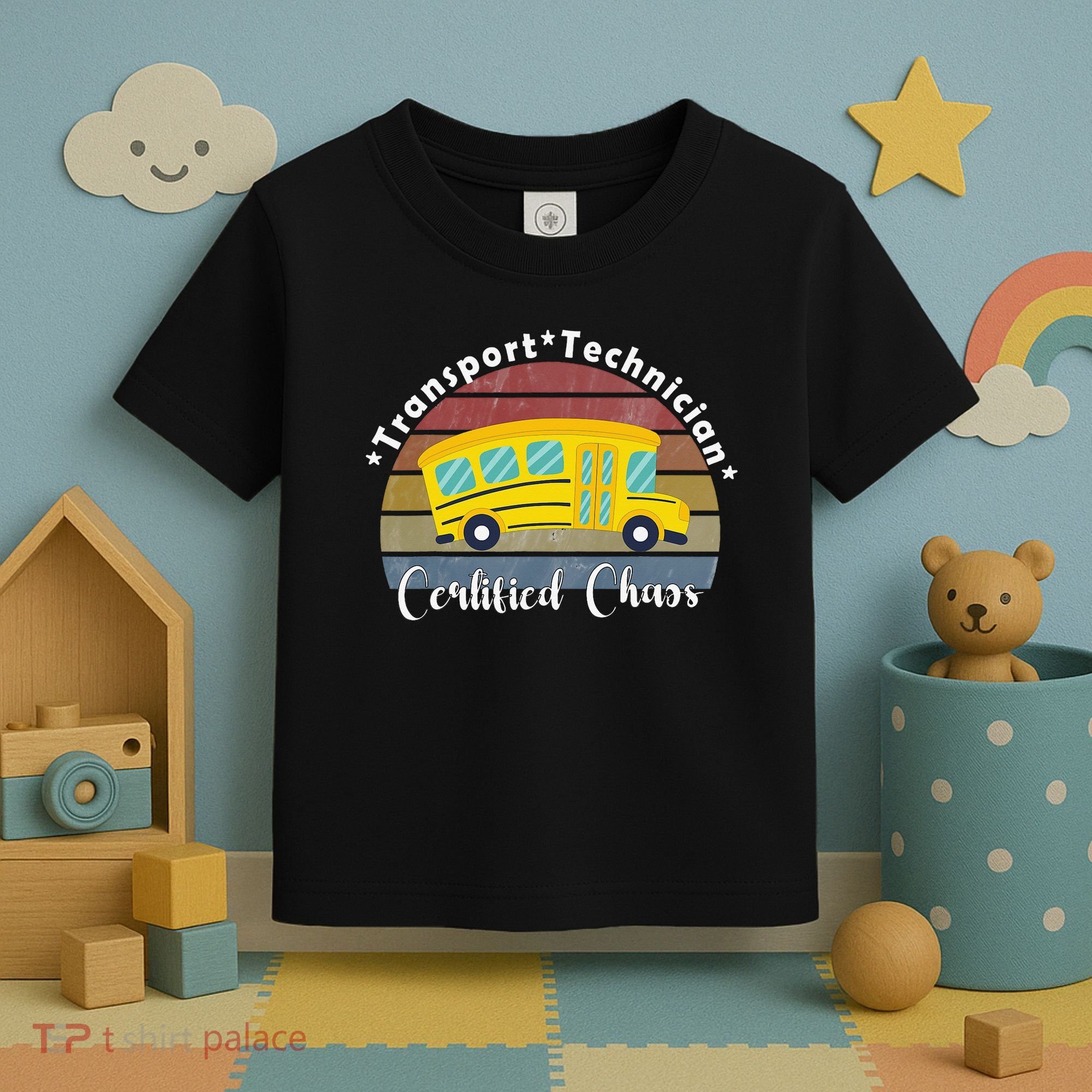 Funny Transport Technician Certified Chaos School Bus Toddler T-Shirt