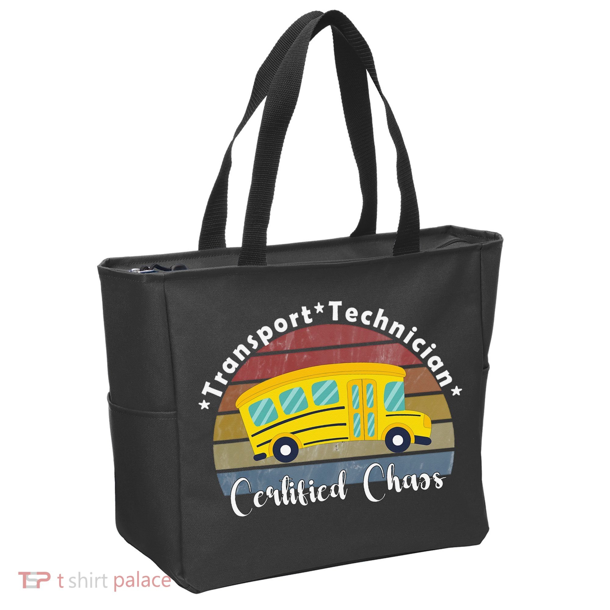 Funny Transport Technician Certified Chaos School Bus Tote Bag