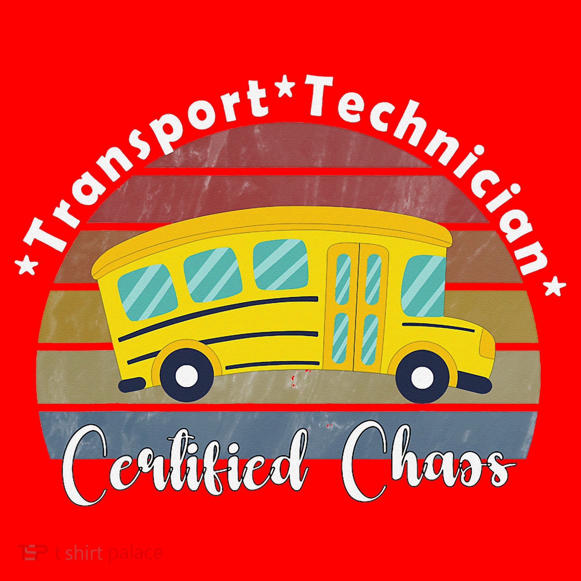 Funny Transport Technician Certified Chaos School Bus Santa Hat