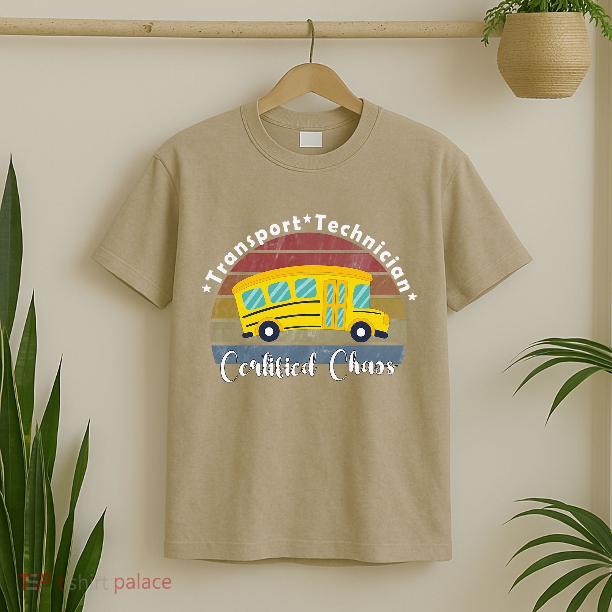 Funny Transport Technician Certified Chaos School Bus T-Shirt