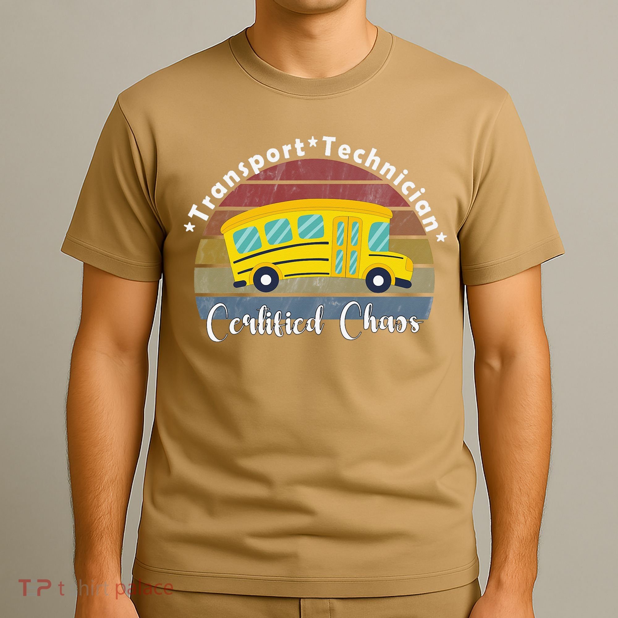 Funny Transport Technician Certified Chaos School Bus T-Shirt