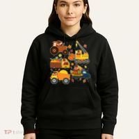 Funny Thanksgiving Turkeys Construction Vehicles Hoodie thumb 5