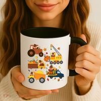Funny Thanksgiving Turkeys Construction Vehicles Coffee Mug thumb 3