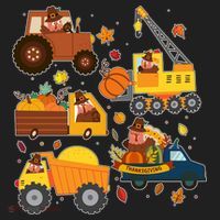 Funny Thanksgiving Turkeys Construction Vehicles Beanie thumb 2