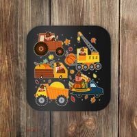 Funny Thanksgiving Turkeys Construction Vehicles Coaster thumb 0
