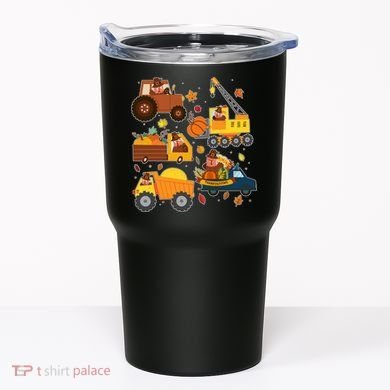 Funny Thanksgiving Turkeys Construction Vehicles Tumbler