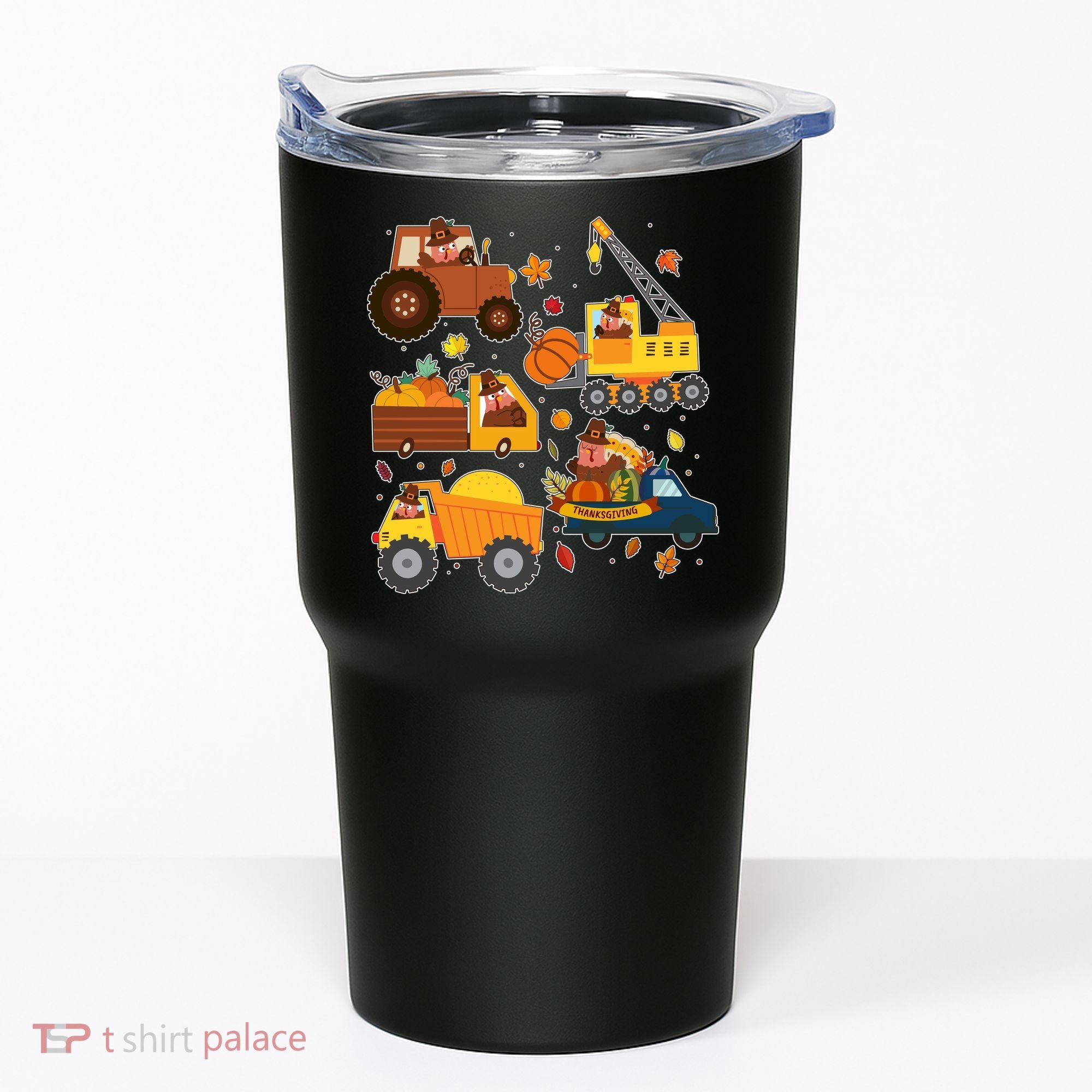 Funny Thanksgiving Turkeys Construction Vehicles Tumbler