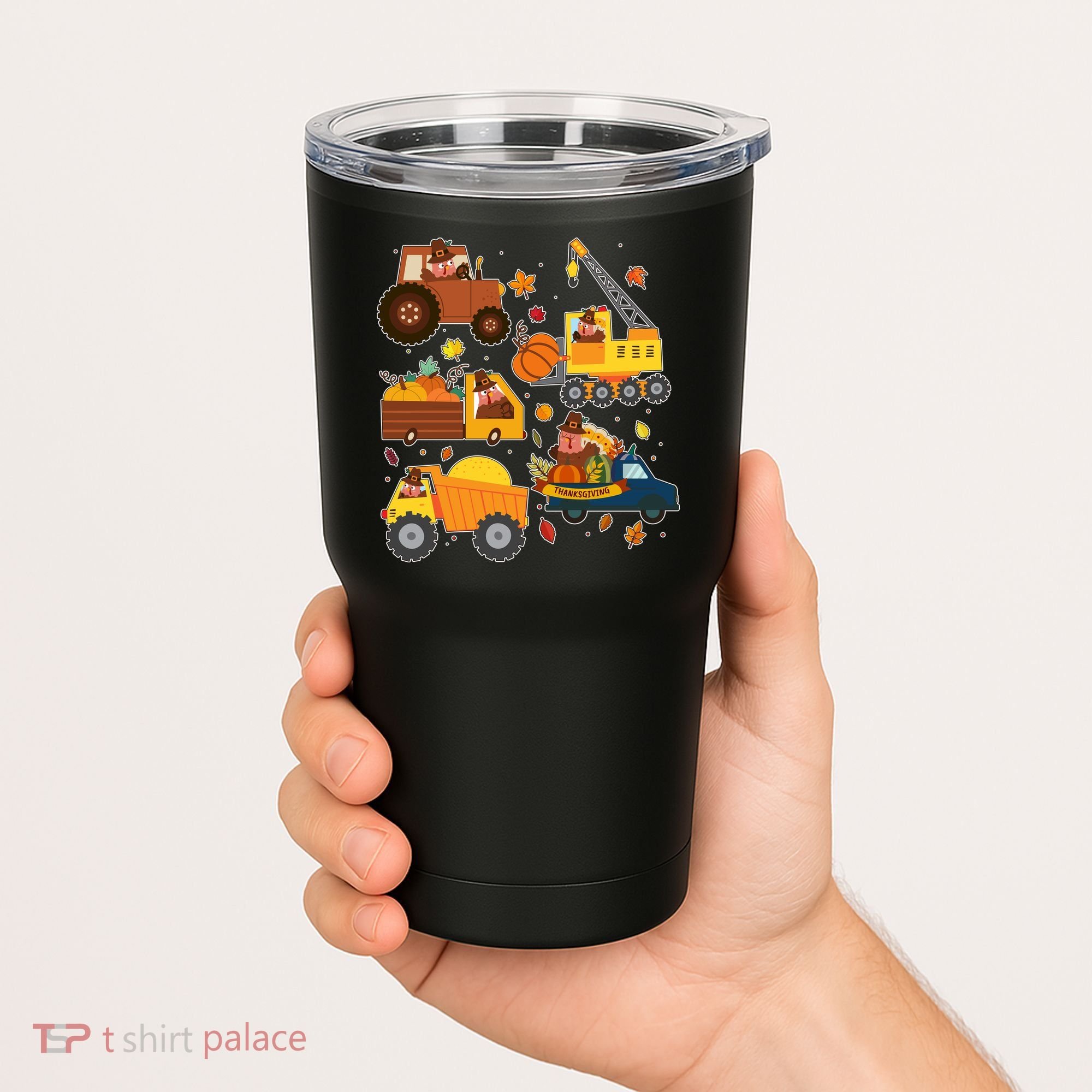 Funny Thanksgiving Turkeys Construction Vehicles Tumbler