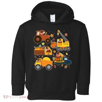 Funny Thanksgiving Turkeys Construction Vehicles Toddler Hoodie