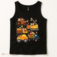 Funny Thanksgiving Turkeys Construction Vehicles Tank Top thumb 2
