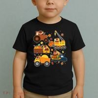Funny Thanksgiving Turkeys Construction Vehicles Toddler T-Shirt thumb 2