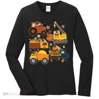 Funny Thanksgiving Turkeys Construction Vehicles Women's Long Sleeve Shirt thumb 0