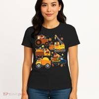 Funny Thanksgiving Turkeys Construction Vehicles Women's T-Shirt thumb 4