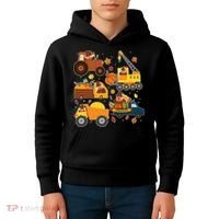Funny Thanksgiving Turkeys Construction Vehicles Kids Hoodie thumb 4