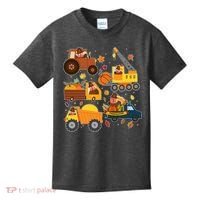 Funny Thanksgiving Turkeys Construction Vehicles Kids T-Shirt thumb 0