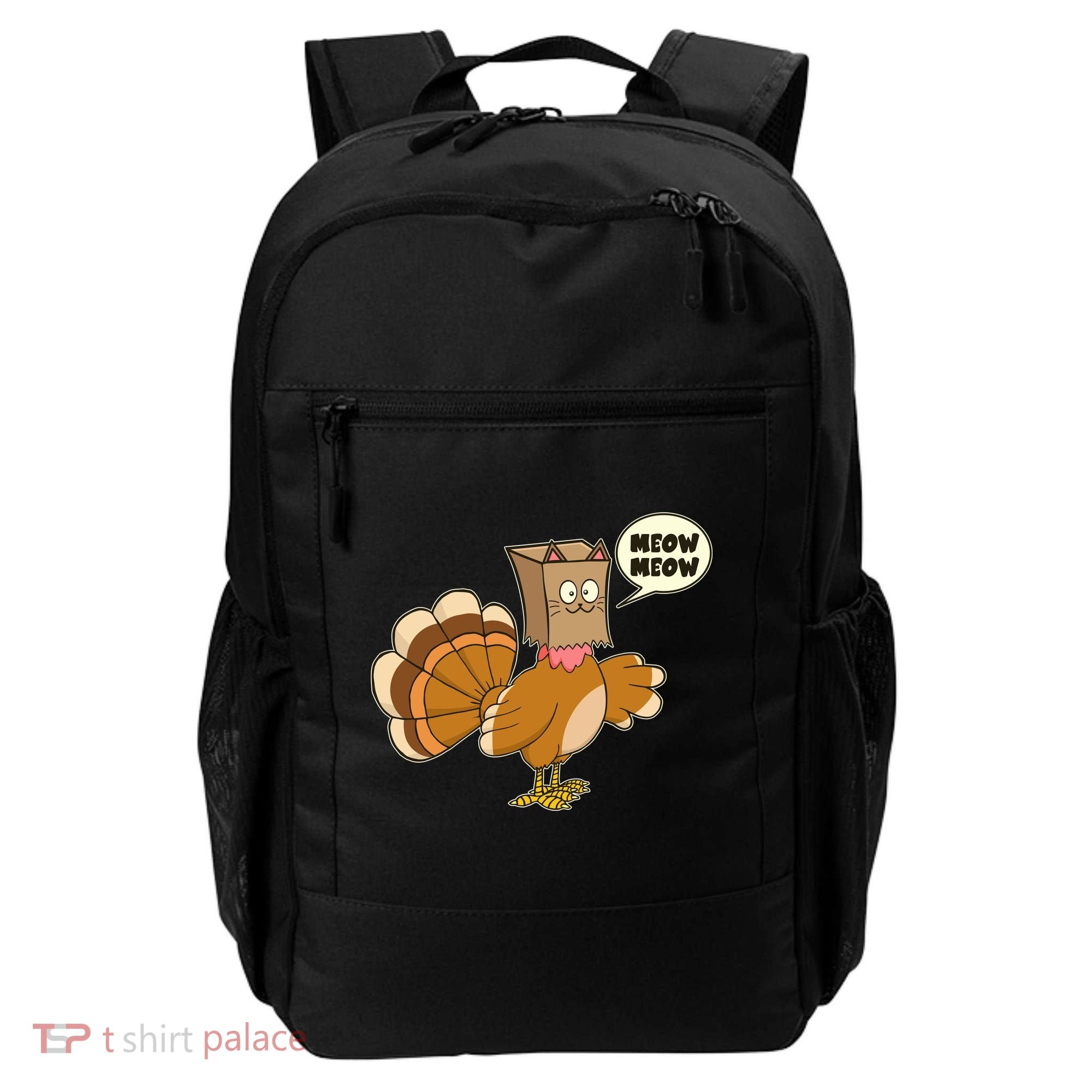 Funny Thanksgiving Turkey In Cat Face Paper Bag Backpack
