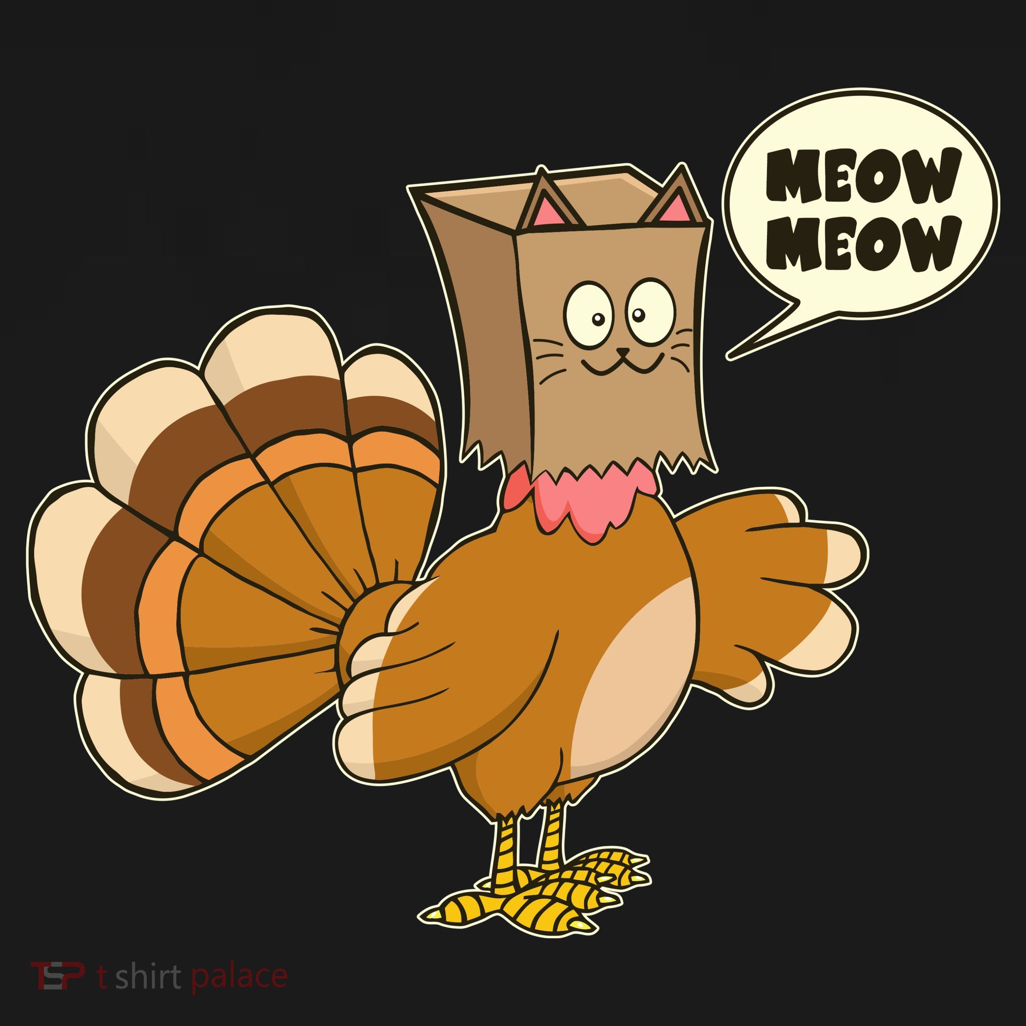 Funny Thanksgiving Turkey In Cat Face Paper Bag Coaster
