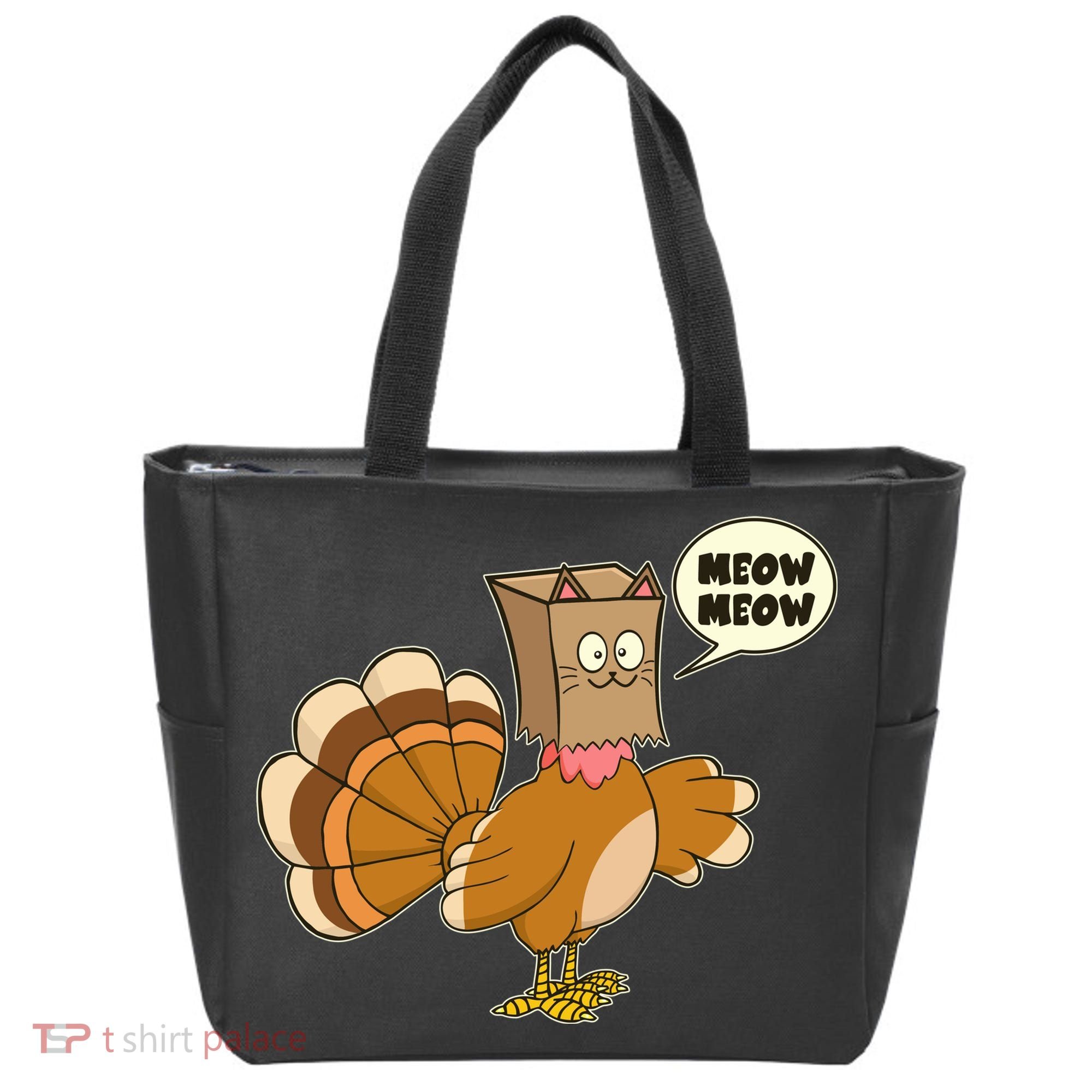 Funny Thanksgiving Turkey In Cat Face Paper Bag Tote Bag