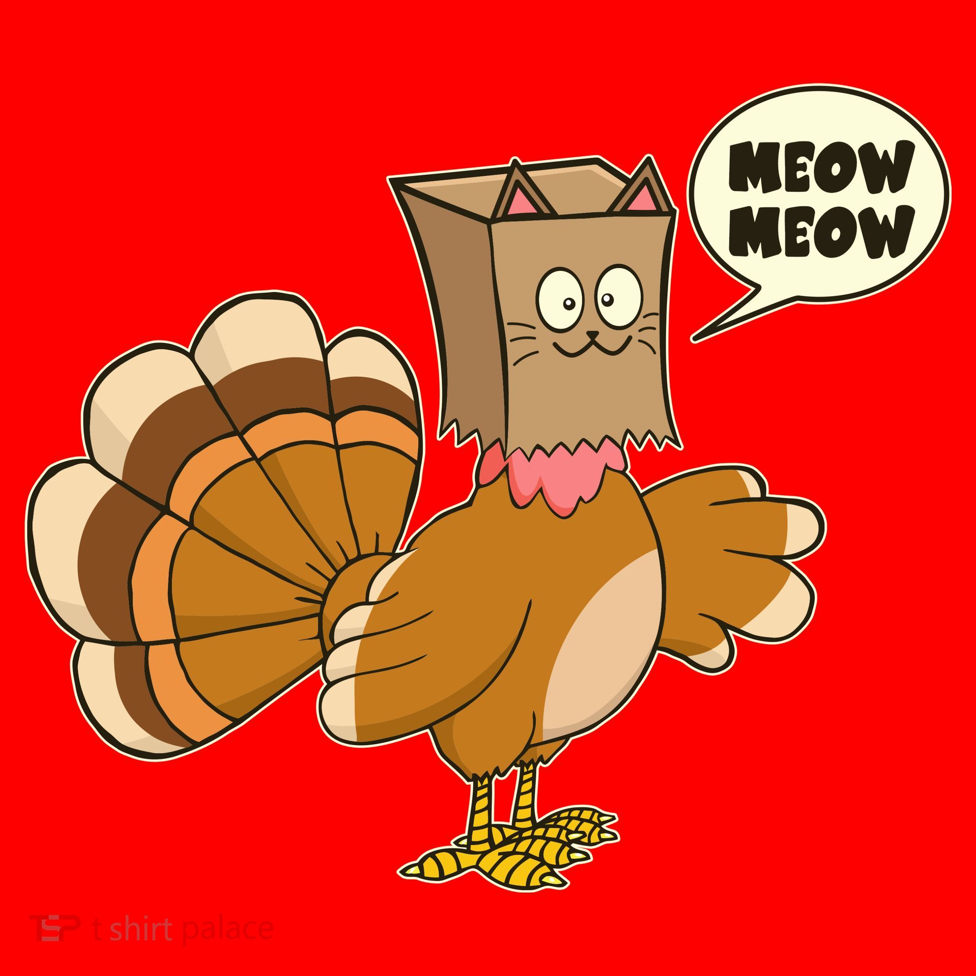 Funny Thanksgiving Turkey In Cat Face Paper Bag Santa Hat
