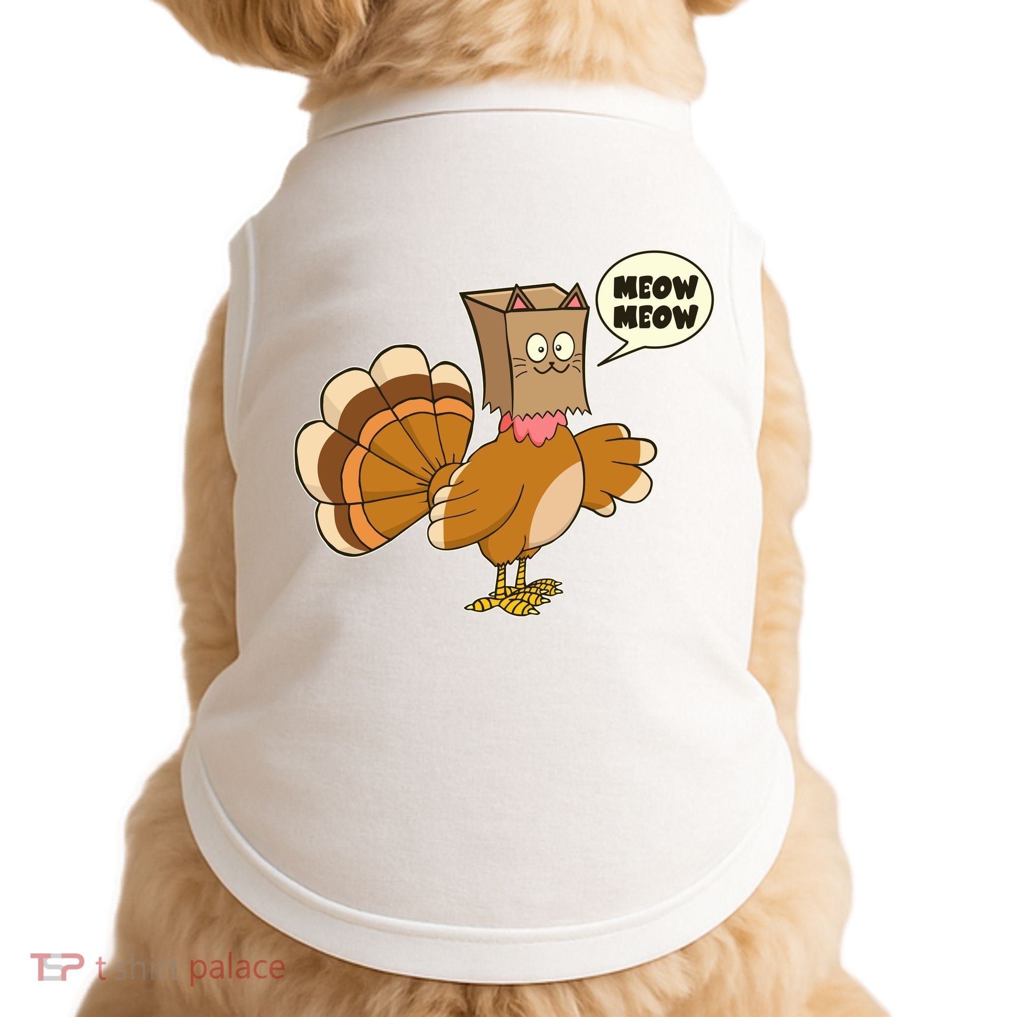 Funny Thanksgiving Turkey In Cat Face Paper Bag Doggie Tank