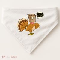 Funny Thanksgiving Turkey In Cat Face Paper Bag USA-Made Doggie Bandana thumb 0