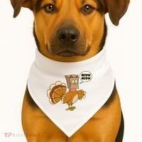 Funny Thanksgiving Turkey In Cat Face Paper Bag USA-Made Doggie Bandana thumb 1
