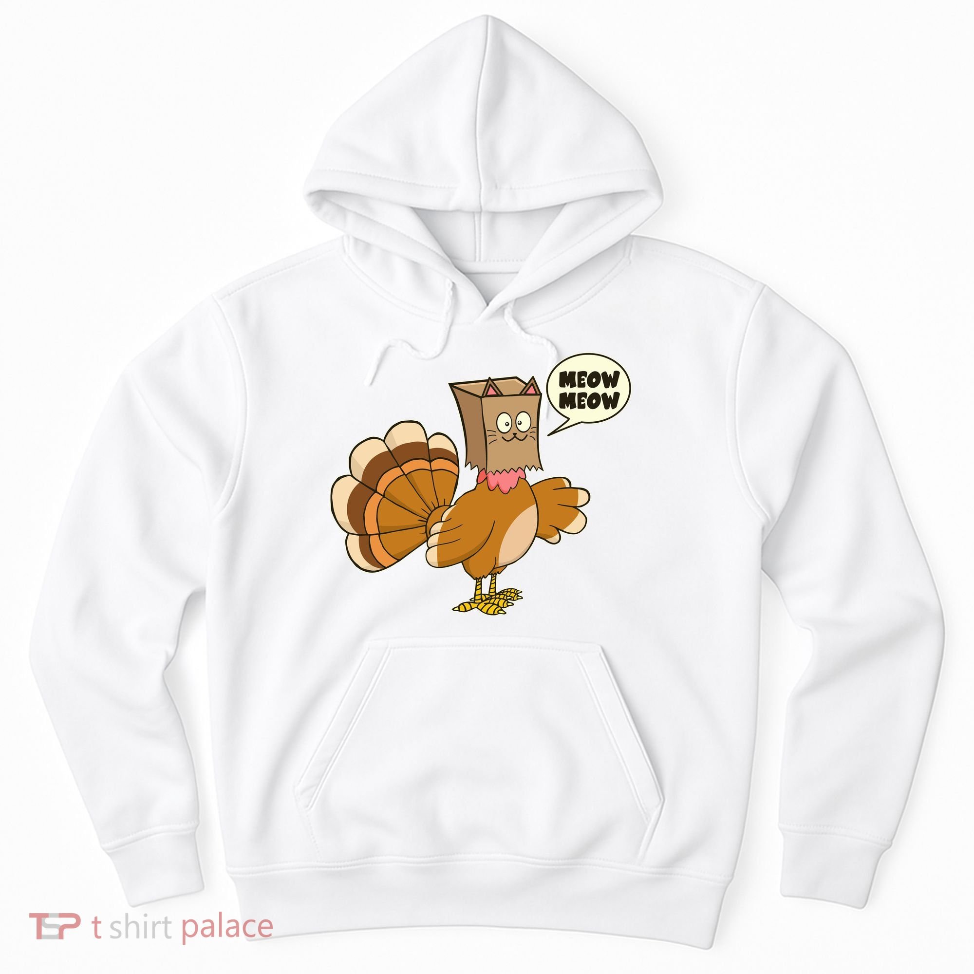 Funny Thanksgiving Turkey In Cat Face Paper Bag Hoodie