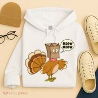 Funny Thanksgiving Turkey In Cat Face Paper Bag Hoodie thumb 4
