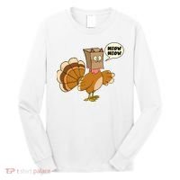 Funny Thanksgiving Turkey In Cat Face Paper Bag Long Sleeve Shirt thumb 0