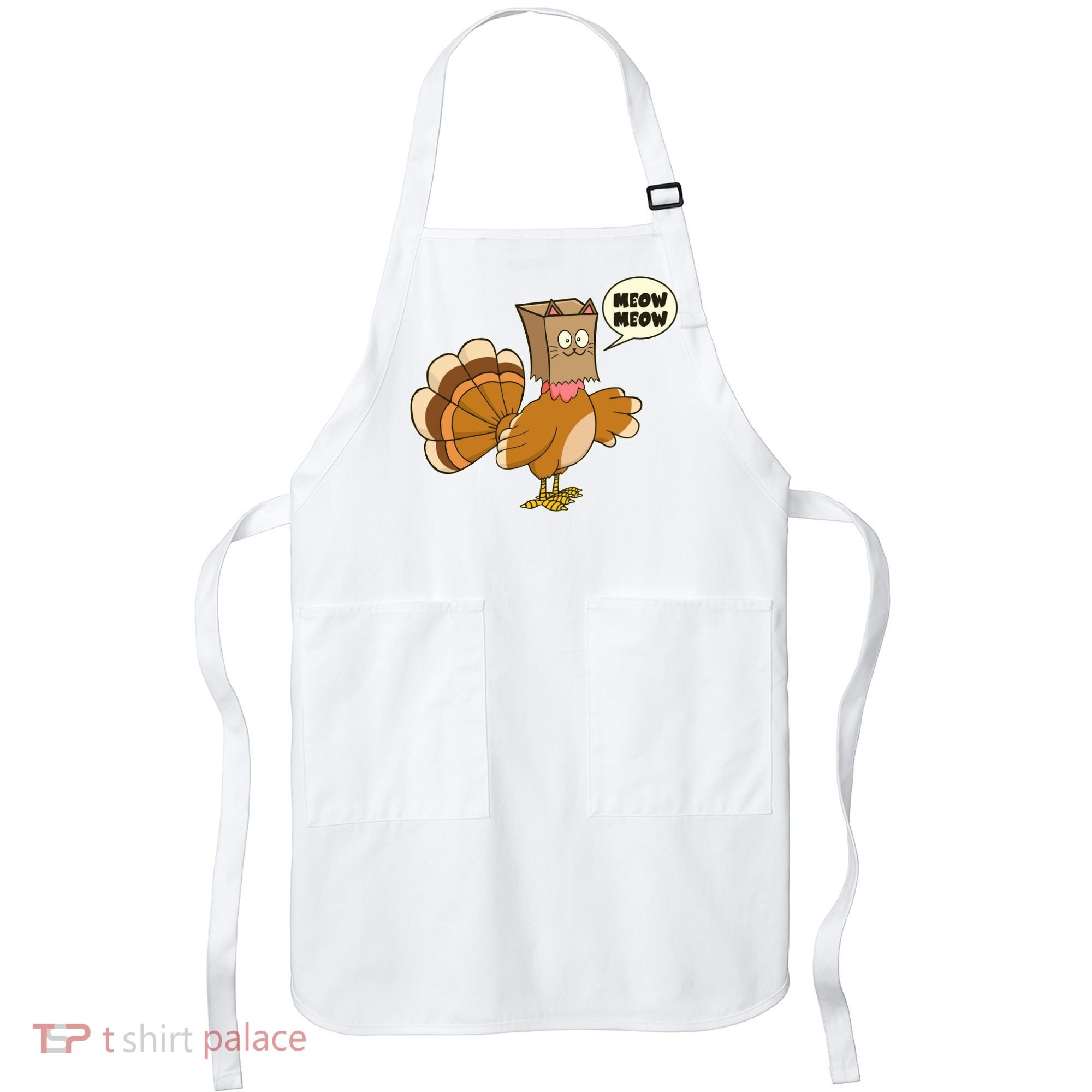 Funny Thanksgiving Turkey In Cat Face Paper Bag Apron